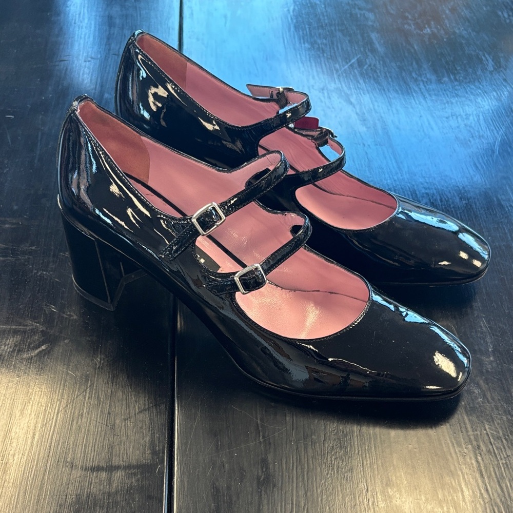 Sleek Black Patent Leather Heels
